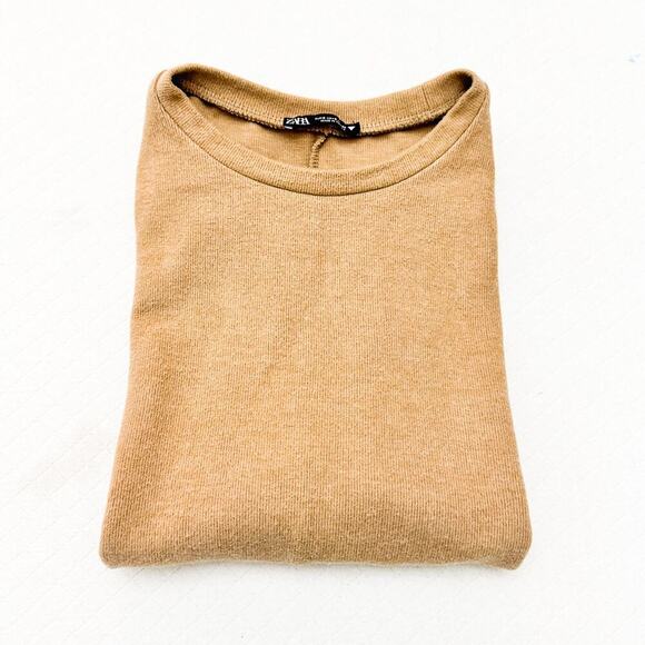 Zara Shoulder Pad Shaped Beige Light Brown Sleeveless Top SIze Small - Picture 5 of 5